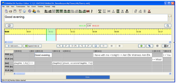 Screenshot EXMARaLDA